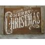 Vintage look MERRY CHRISTMAS Chalk Couture style old time font jute hanger antique style primitive style. weathered wood sign