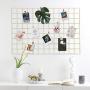 BULYZER Grid Wire Panel Board,Wall Picture Decoration for Room Clip Photo Holder Photograph Mat Hanging Art Display Frames Desk Storage Organizer,25.6 x 17.7‘’（2Pack） (Gold)