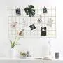 BULYZER Grid Wire Panel Board,Wall Picture Decoration for Room Clip Photo Holder Photograph Mat Hanging Art Display Frames Desk Storage Organizer,25.6 x 17.7‘’（2Pack） (Gold)