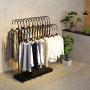 WZP Clothing Display Stand Double Row of Island Clothing Rack,Clothing Store Hook Display Stand,Display Stand Floor Wrought Iron Hanger Rack Floor-Standing/Black / 150CM