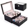 unbrand Large 20 Slot Leather Watch Boxes Display Case Organizer Glass Top Jewelry Storage