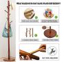 WALTSOM Coat Racks Free Standing, Wooden Coat Hat Tree with 8 Hooks and Solid Round Base, Hallway Entryway Coat Hanger Hook Stand for Clothes, Scarves, Handbags, NO Tools Required (Caramel)