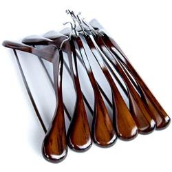 Clutter Mate - Set of 6 - Premium Finish Wooden Suit Hangers, Coat Hangers, Walnut Solid Wood Hangers with Wood-Grain, Wide Shoulder Heavy Clothes Hanger for Suits, Jacket, Non Slip Pants, Swivel Hook