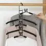 Hangers Space Saver, 5 in 1 Anti-Slip Clothes Rack, Multilayer Metal Magic Clothes Hanger with EVA Sponge Hangers for Closet Space Saving Detachable Hanger for Suit Coat Jacket Sweater Skirt Shirt Pan