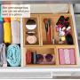 5-Piece Storage Boxes Dividers Set & Drawer Organizer with 100% Natural Bamboo, Silverware Tray for Office Desk Supplies and Accessories, Bathroom & Kitchen 5-Piece Storage Boxes Dividers Set & Drawer Organizer with 100% Natural Bamboo, Silverware Tray for Office Desk Supplies and Accessories, Bathroom & Kitchen