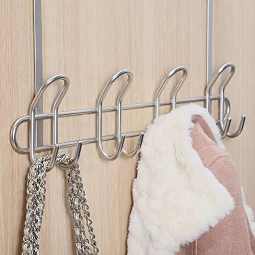 Leoie Nail Free Door Back Iron Hanger for Clothes Towel Hats Storage