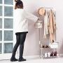 WZP Clothing Display Stand,Home Entrance Hall Living Room Bedroom Coat Rack,One Economic Stainless Steel Shoe Rack Hanger More Storage/White/As Shown