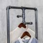 HANS CAO Industrial Heavy Duty Rolling Garment Rack with Storage Shelves, Free-Standing Clothes Hanger, Garment Display Stand, 15.7L x 15.7W x 63H
