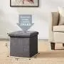 YOUDENOVA 15 inches Folding Storage Ottoman, Cube Storage Boxes Footrest Step Stool, Padded Seat for Dorm Living Room, Support 350lbs, Line Fabric Grey YOUDENOVA 15 inches Folding Storage Ottoman, Cube Storage Boxes Footrest Step Stool, Padded Seat for Dorm Living Room, Support 350lbs, Line Fabric Grey