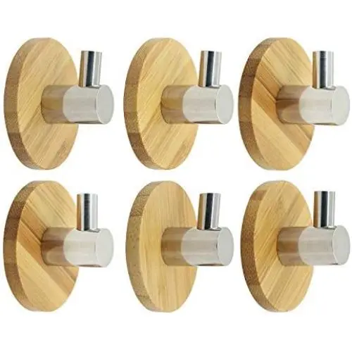 Utility Hook, Windspeed Stainless Steel Clothes Tower Hanger Holder Hood With Wooden Wall Mount For 6 Packs (Style 1) Utility Hook, Windspeed Stainless Steel Clothes Tower Hanger Holder Hood With Wooden Wall Mount For 6 Packs (Style 1)