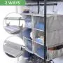 StorageWorks 2PCS Detachable 3-Shelf Hanging Closet Organizers, Collapsible Closet Hanging Shelves for Clothes and Shoes, Canvas, Gray, 12"x12"x21" StorageWorks 2PCS Detachable 3-Shelf Hanging Closet Organizers, Collapsible Closet Hanging Shelves for Clothes and Shoes, Canvas, Gray, 12"x12"x21"