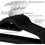 Yaheetech Premium Velvet Flocked Hangers 100 Pack Non Slip Black Clothes Suit Hangers Hook Swivel 360 Ultra Thin