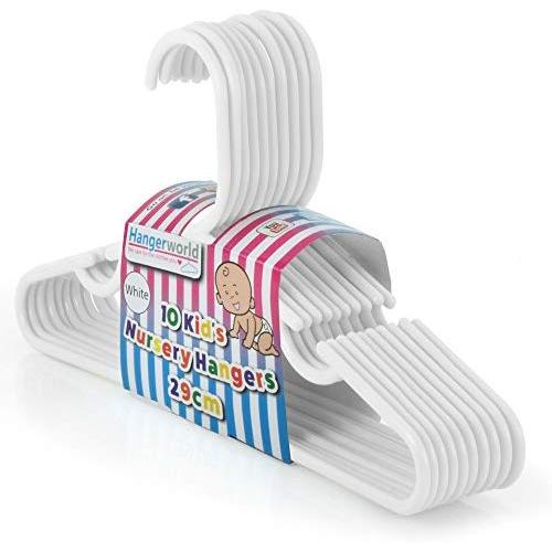 HANGERWORLD 20 White 11.4inch Plastic Kids Coat Clothes Garment Pants Skirt Bar Baby Toddler Hangers