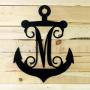 22" Modern Anchor Monogram, Door Hanger, Nautical Metal Wall Art