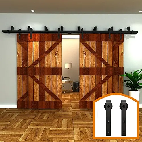 ZEKOO 12 FT 4 Doors Bypass Barn Door Hardware Four Hangers Style Roller Kit