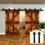 ZEKOO 12 FT 4 Doors Bypass Barn Door Hardware Four Hangers Style Roller Kit