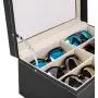 Taocca Leather 12 Piece Eyeglasses Storage and Sunglass Glasses Display Drawer Lockable Case Organizer,Sunglass Glasses Storage Holder Boxes Trays,Gift for Him Her,Black,34 x 19 x 15 cm (L x W x H)