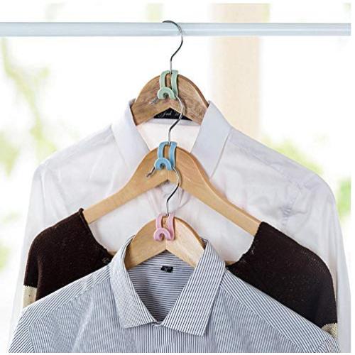 20Pcs Mini Clothes Hanger Creative Plastic Home Easy Hook Closet Organizer Storage Rack Holder Hook DIY Hanger for Clothes Color Random