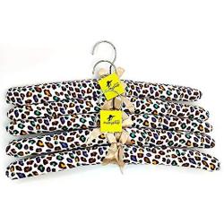 Prettyshop4246 Padded Hanger 15" Leopard Multi Color Home Decor Cloth Vintage Cotton Non Slip Soft Sponge Smooths the Shoulders of your Blouse Pack of 5 PCS (Note:This Product Will Ship from Thailand)