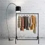 Gaming Master Clothes Hanger Heavy Duty Max Capacity 200Ib Durable Cloakroom Garment Racks with Wheels 4 ft Long 5 ft High Anti-rust Stainless Steel Material Sturdy Balcony Clothing Rail