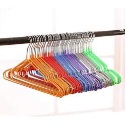 Colorful Thick PVC Coated Metal Clothes Hanger, Space Saving Non Slip Shirts Dress Coats Hangers Rack 10pcs Random Color