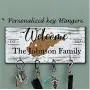 Home With City And State Color Key Holder for wall, Personalized brown family key hanger, Custom last name key hanger, Personalized Wall Mount Key Rack, Housewarming Gift, State home key hanger