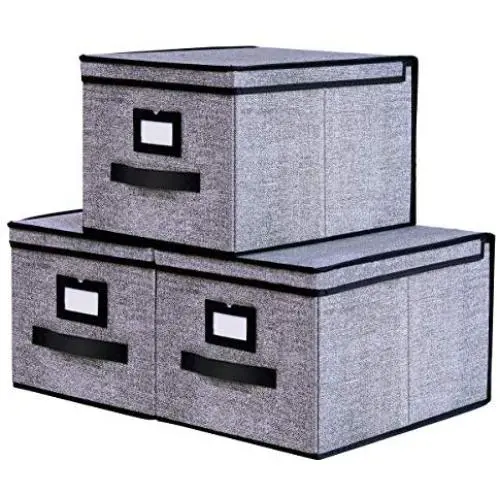 Onlyeasy Collapsible Storage Bins Pack of 3 - Foldable Storage Boxes Containers Organizer with Dust-Proof Lids and Strong Handles, 11.8 Onlyeasy Collapsible Storage Bins Pack of 3 - Foldable Storage Boxes Containers Organizer with Dust-Proof Lids and Strong Handles, 11.8
