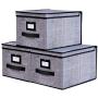 Onlyeasy Collapsible Storage Bins Pack of 3 - Foldable Storage Boxes Containers Organizer with Dust-Proof Lids and Strong Handles, 11.8