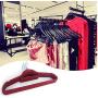 Home 10pcs Plastic Flocking Clothes Hangers with Rail Clothing Organizer