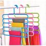 5PC Random Color 5 Layers Non-Slip Multi Functional Clothes Hangers Pants Storage Hangers Cloth Rack Scarf Tie Rack Space Saving Organizer