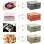 YueYue Small 4 Pack Fabric Stroage Boxes with Lids, Linen Foldable Stroage Boxes with lids 4 Color Set 12.4in/12in/6.7in