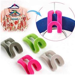 20pcs Cloth Hanger Hook Mini Flocking Clothes Hanger Easy Hook Closet Organizer Holder Random Color