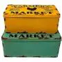 DNS Storage Boxes with Covers Tin Metal Stackable Decorative Craft Photos Keepsake Farmers Market Chicken Theme (Set of 2) DNS Storage Boxes with Covers Tin Metal Stackable Decorative Craft Photos Keepsake Farmers Market Chicken Theme (Set of 2)