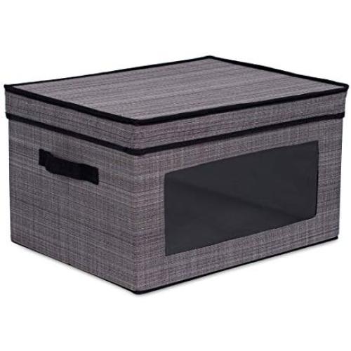 Internets Best Storage Boxes with Window | Durable Storage Bin Basket Containers with Lids and Handles | Clothes Nursery Toys Organizer | Grey Internets Best Storage Boxes with Window | Durable Storage Bin Basket Containers with Lids and Handles | Clothes Nursery Toys Organizer | Grey