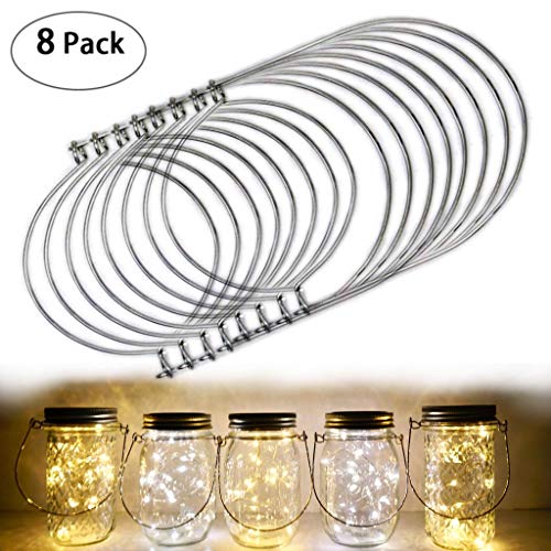 StarryMine Wire Handles (Handle-Ease) for Mason, Stainless Steel Mason Jar Hanger, Canning Jars Hanger, Hanging Jars, Jar Hanging Hook for Regular Mouth Mason, Ball,Canning Jars,8Pack