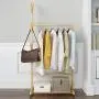 WZP Clothing Display Stand Simple Clothes Rack,Solid Wood Coat Rack Floor Bedroom Multi-Function Hanger,Living Room Storage Storage Rack Waterproof and Moisture Proof/As Shown / 100cm