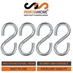 Performore 3 Inch S-Shaped Nickel Hooks Hangers Heavy-Duty Stainless Steel Nickel Hanger Storage Rack for Closet, Work Shop, Bathroom, Garden, House Kitchen (4 Pack)