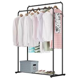 Rackaphile Clothes Rack, Clothes Organizer, Adjustable Double Rails Heavy Duty Garment Rack for Balcony and Bedroom (Black)