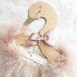 KIPB Cute Swan Shaped Baby Hangers Wood Hangers Kids Home Hangers Clothes Hanging Racks (Random Ribbon Color Pattern)