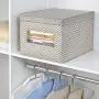 mDesign Soft Fabric Stackable Closet Storage Organizer Holder Boxes with Clear Window, Attached Hinged Lid - Bedroom, Hallway, Entryway, Closet, Bathroom - Chevron Zig-Zag Print, Large - Taupe/Natural