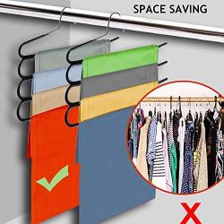 Frank Pressie Heavy Duty Pants Hangers Space Saving Non Slip Skirt Hanger Open Ended Pant Organizer Clothes and Multifunctional Tie Rack for Belts Pack of 3