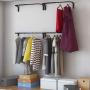 brightmaison Wall Mounted Adjustable Durable Steel Clothes Rack ? Set of 4 ? Drying and Hanging Closet Bar Rail Organizer (Black)