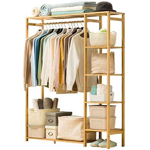 LIAN Solid Wood Coat Rack Bedroom Floor-Standing Hangers Vertical Bamboo Clothes Stand Simple Shoe Racks Indoor Storage Racks Height 145cm (Color : B)