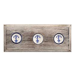 Indianshelf Handmade 1 Artistic Vintage Multicolor Wooden Anchor Flat Clothes Hooks Holders/Heavy Duty Hooks for Hanging Coats