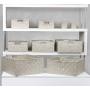 Sorbus Boxes Bin Container Tote Cube Set Stackable Storage Basket Woven Strap Shelf Organizer Built-in Carry Handles (Beige),