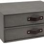 Bigso Birger 2-Drawer Canvas Fiberboard Easy Pull Handle Document Letter Box, 5.7 x 13 x 9.8 in, Grey