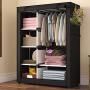UDEAR Portable Clothes Closet Wardrobe Storage Organizer with Shelves and Side Pockets Black