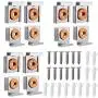 Kenkio 3 Sets (12 Pieces) Unframed Mirror Mount Clips Spring Loaded Mirror Hanger Clips Set with Screws and Rawl Plugs