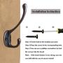 Heavy Duty Dual Coat Hooks 10 Pack Wall Mounted Hooks Metal Hooks Dual Robe Hook Rustic Hooks Retro Double Hooks Coat Hanger and Screws for Coat/Backpack/Bag/Towel/Key/Cap (2# Red Copper 10 Pack)