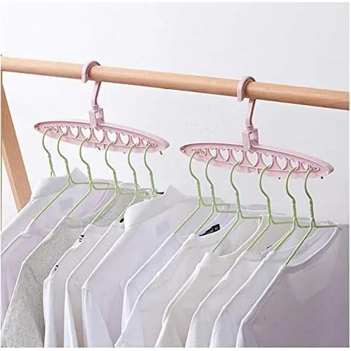 Multifunctional Heart Hole Clothes Hanger Storage Rack Folding Hanger Clothes Towel Hook Closet Organizer Plastic Storage Rack 10pcs Random Color